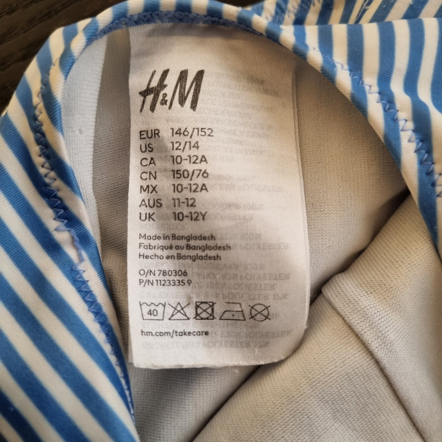 Blåstripet badedrakt / H&M - 146