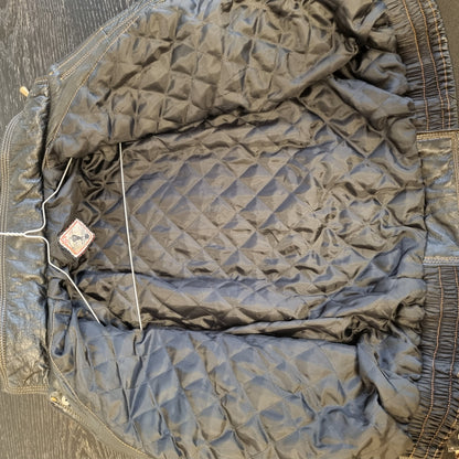Sjelden vintage brodert skinnjakke i bomberstil - S/M