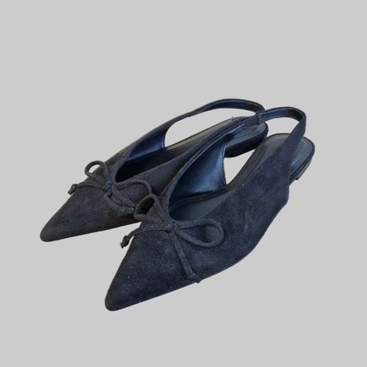 Svarte slingback-sko med sløyfe - 37