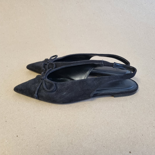 Svarte slingback-sko med sløyfe - 37