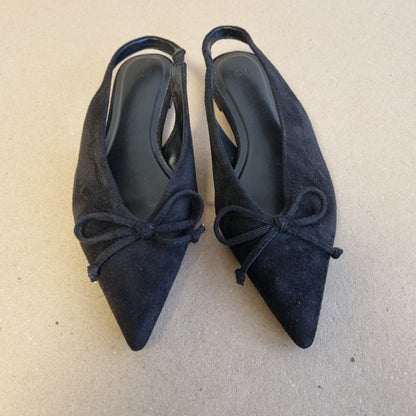 Svarte slingback-sko med sløyfe - 37