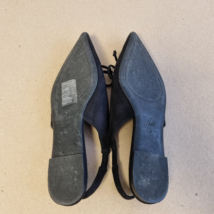 Svarte slingback-sko med sløyfe - 37