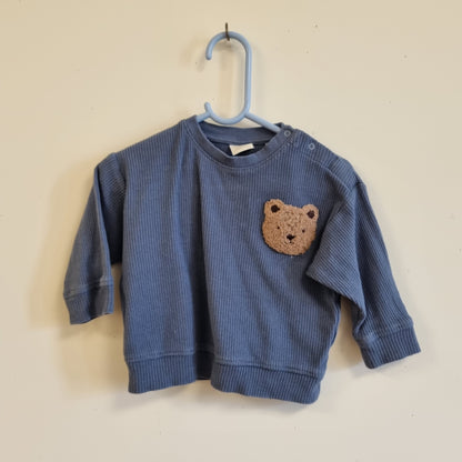 Blå genser med bamse / Lindex - 74