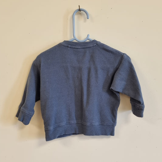 Blå genser med bamse / Lindex - 74