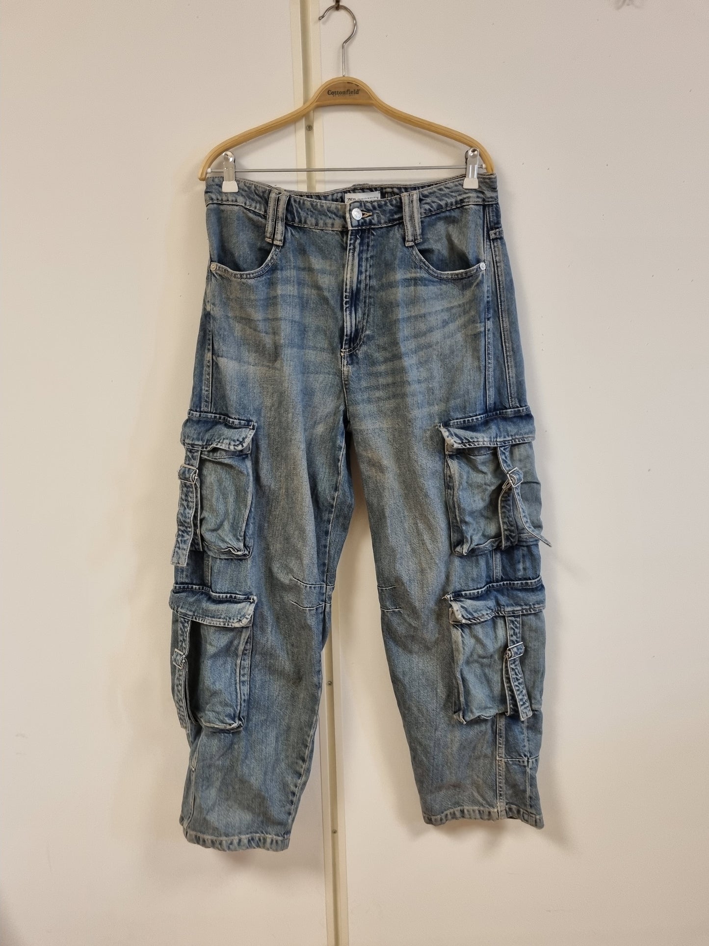Blå cargojeans / Zara - 42