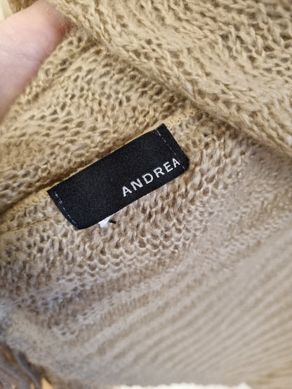 Kamelbrun poncho med frynser