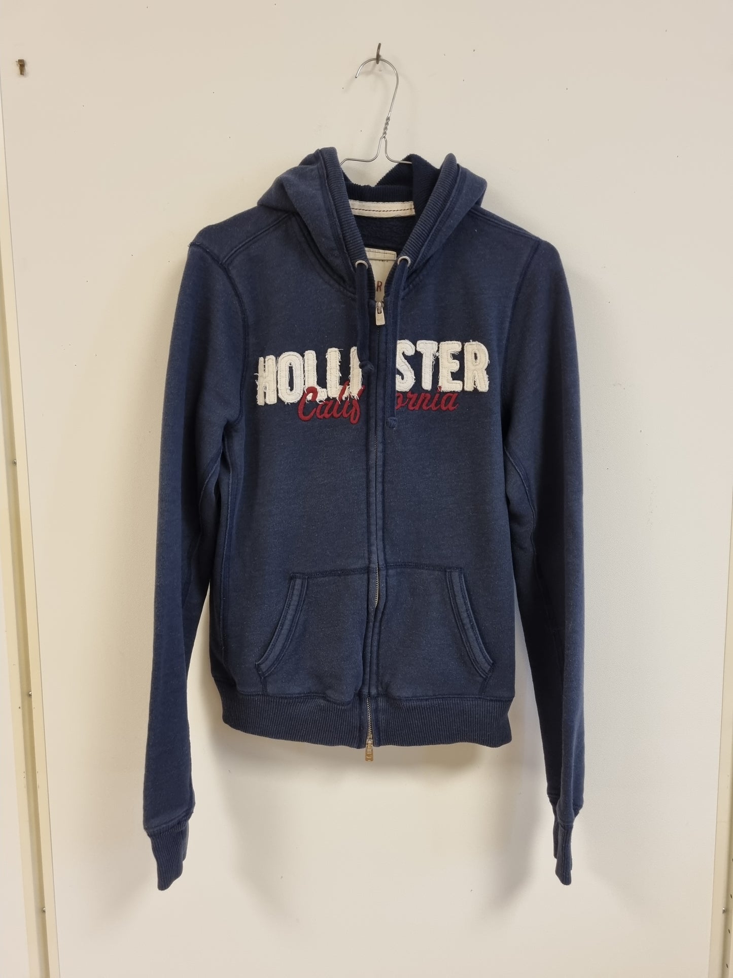 Blå hettejakke med logo / Hollister - L