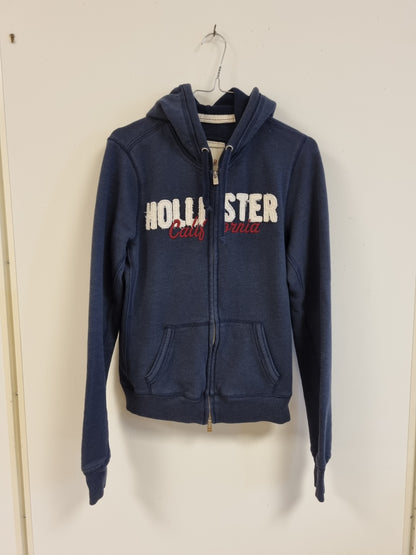 Blå hettejakke med logo / Hollister - L
