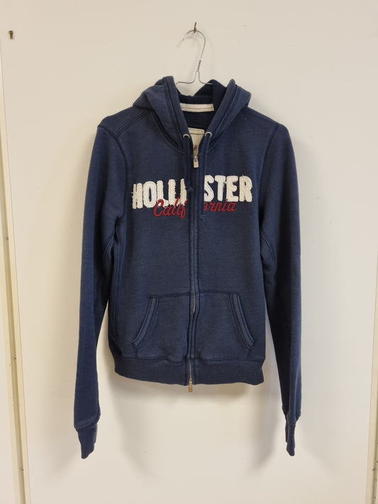 Blå hettejakke med logo / Hollister - L