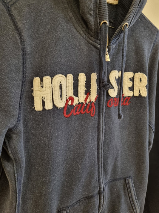 Blå hettejakke med logo / Hollister - L