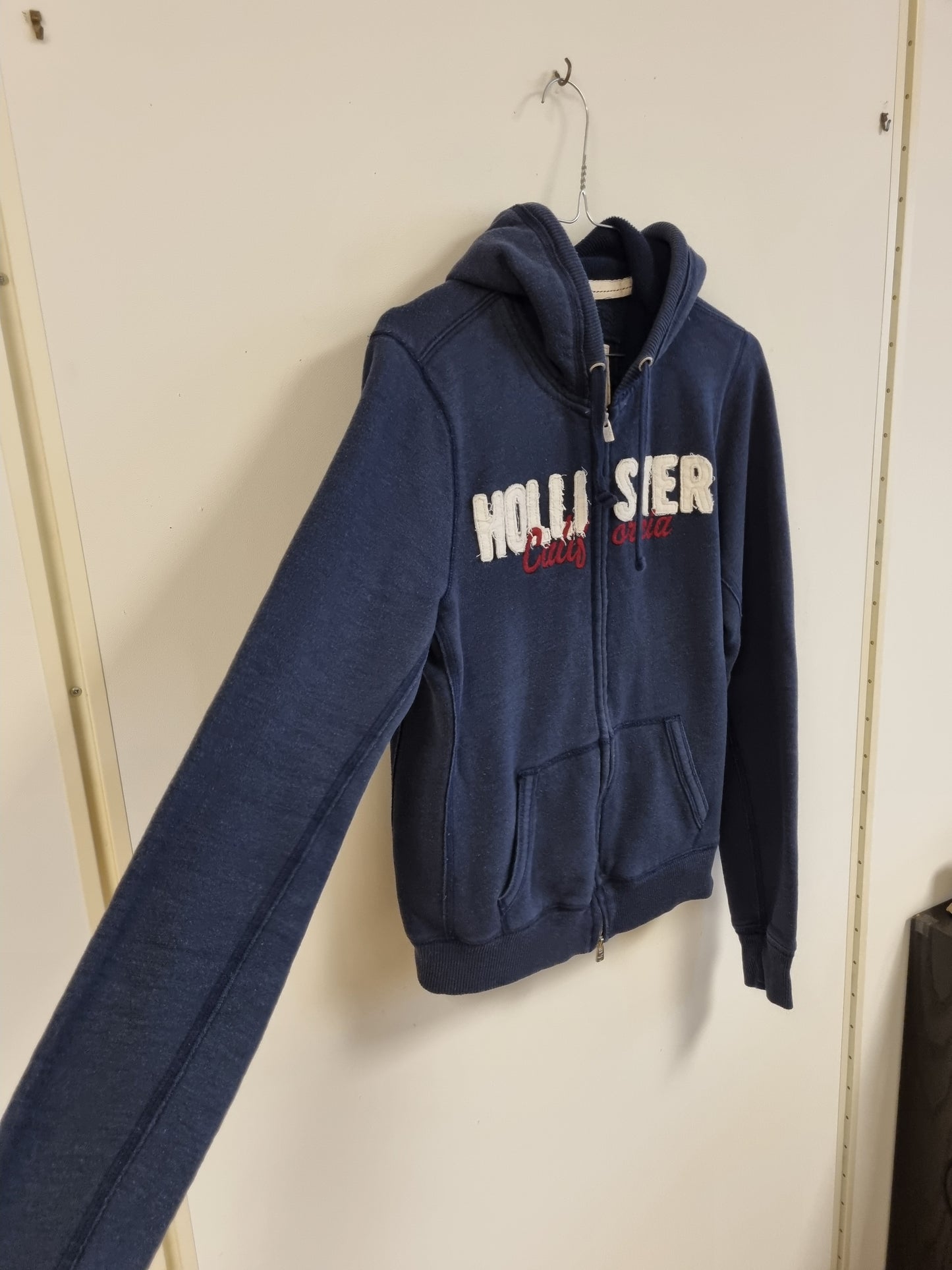 Blå hettejakke med logo / Hollister - L