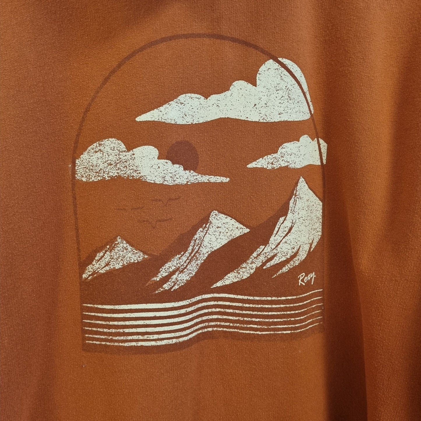 Oransje hoodie med backprint / ROXY - XL