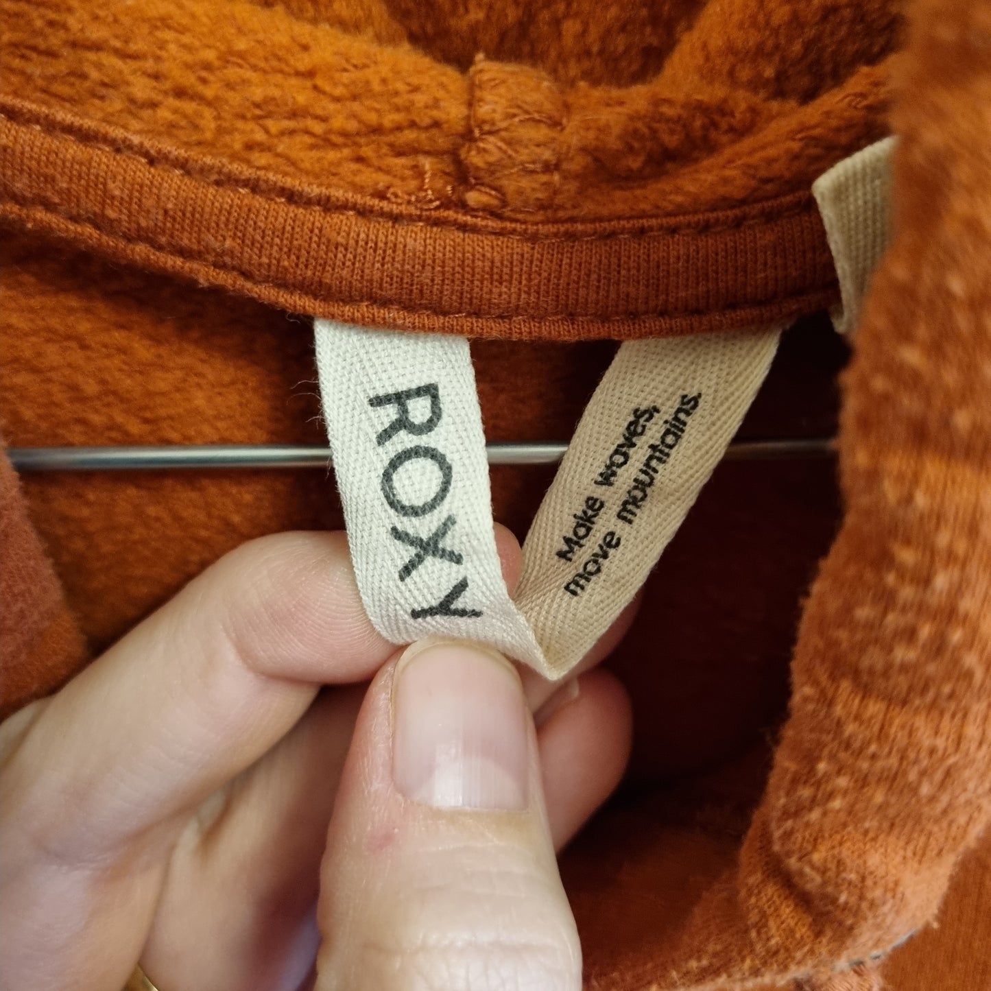 Oransje hoodie med backprint / ROXY - XL