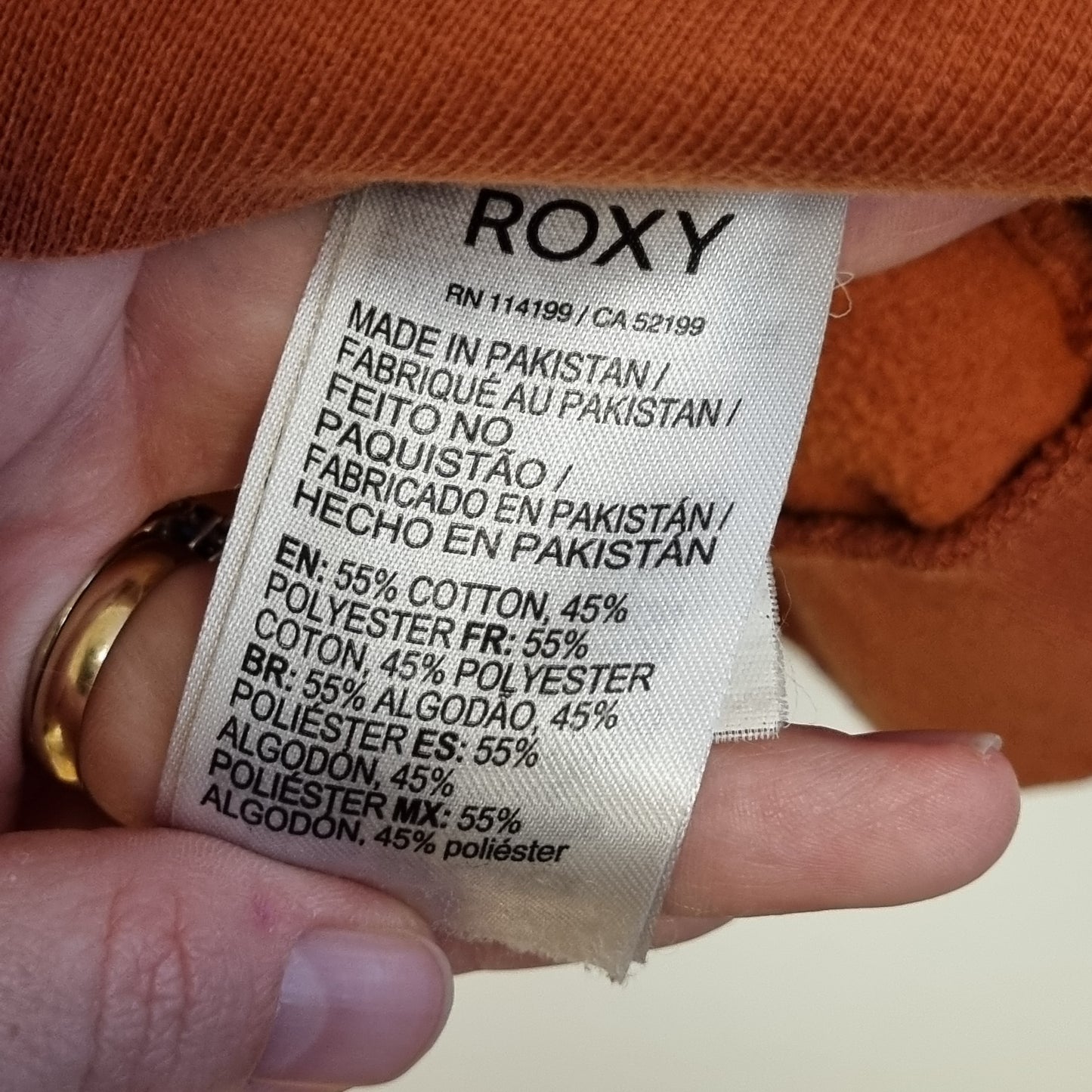 Oransje hoodie med backprint / ROXY - XL