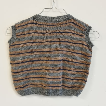 Stripete håndstrikket vest - ca. 104/110
