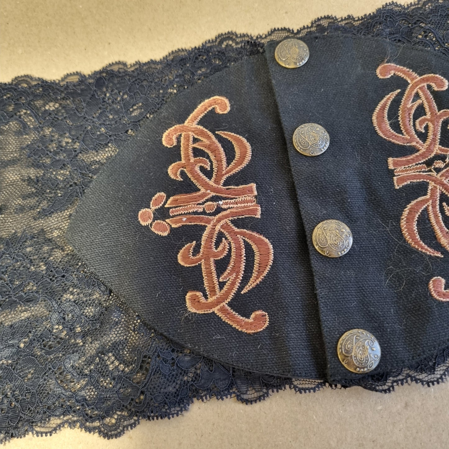 Svart underbust-korsett i lin / Timjan Design - L