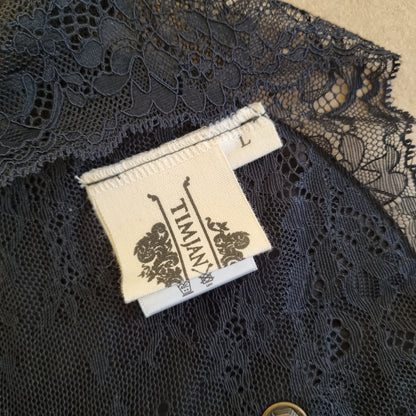 Svart underbust-korsett i lin / Timjan Design - L
