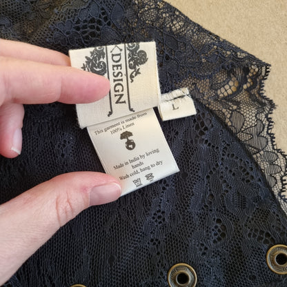 Svart underbust-korsett i lin / Timjan Design - L