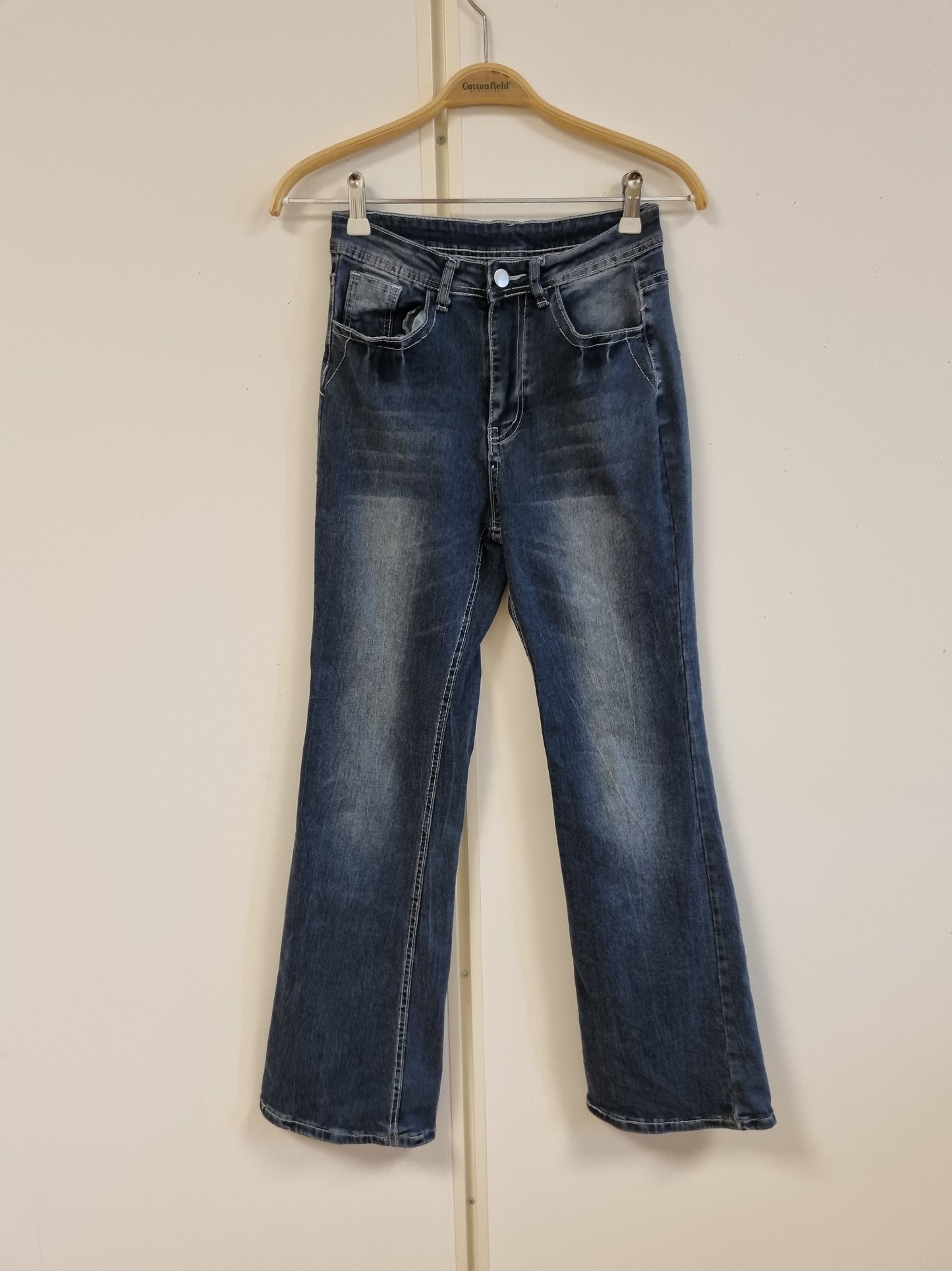 Y2K bootcut jeans med vingemotiv - S