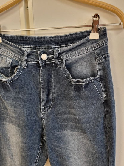 Y2K bootcut jeans med vingemotiv - S