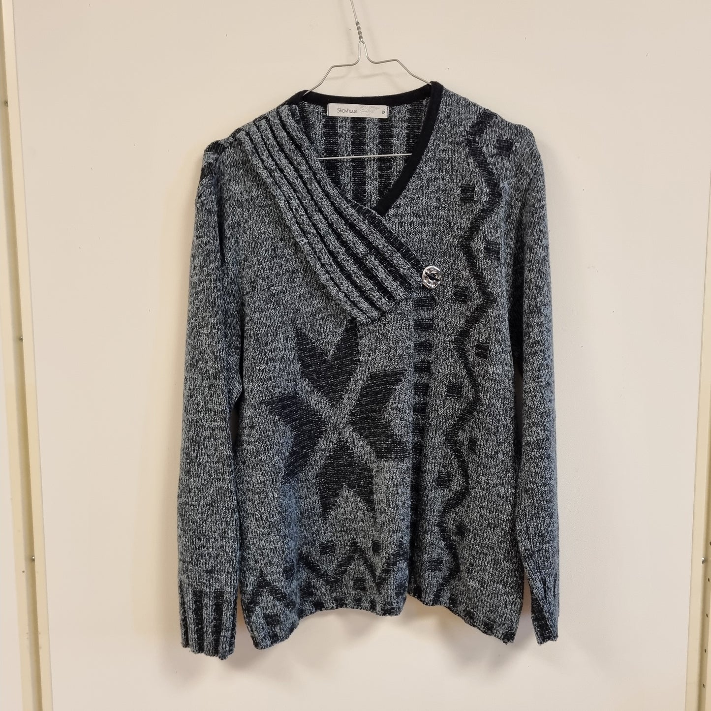 Mønsterstrikket cardigan / Skovhuus - XL