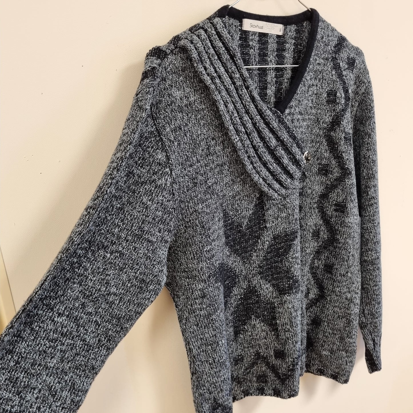 Mønsterstrikket cardigan / Skovhuus - XL