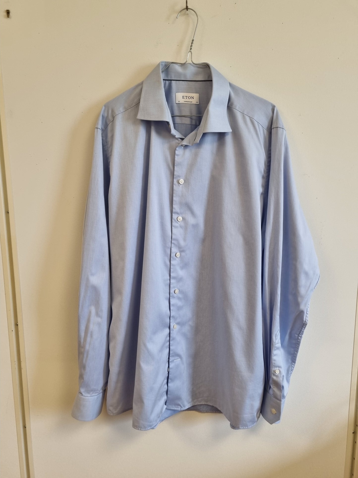 Lyseblå Eton-skjorte i twill - XXL