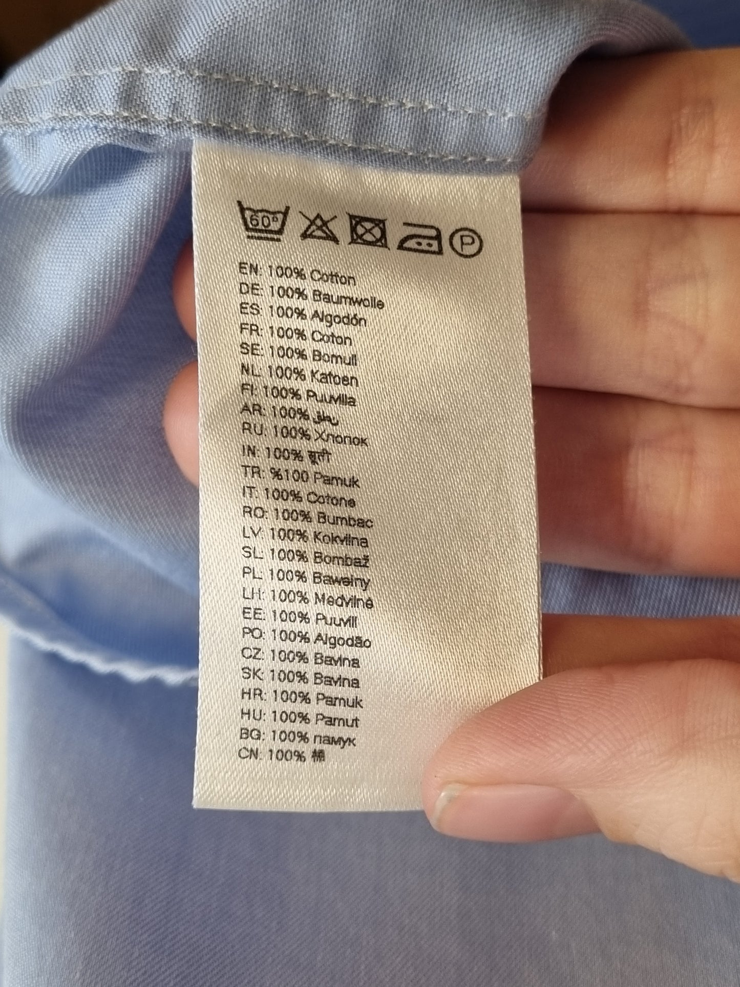 Lyseblå Eton-skjorte i twill - XXL