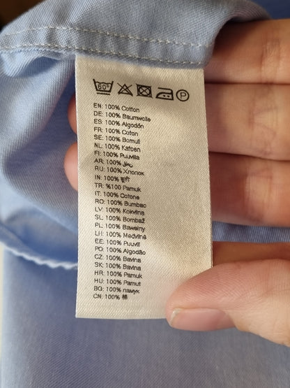 Lyseblå Eton-skjorte i twill - XXL