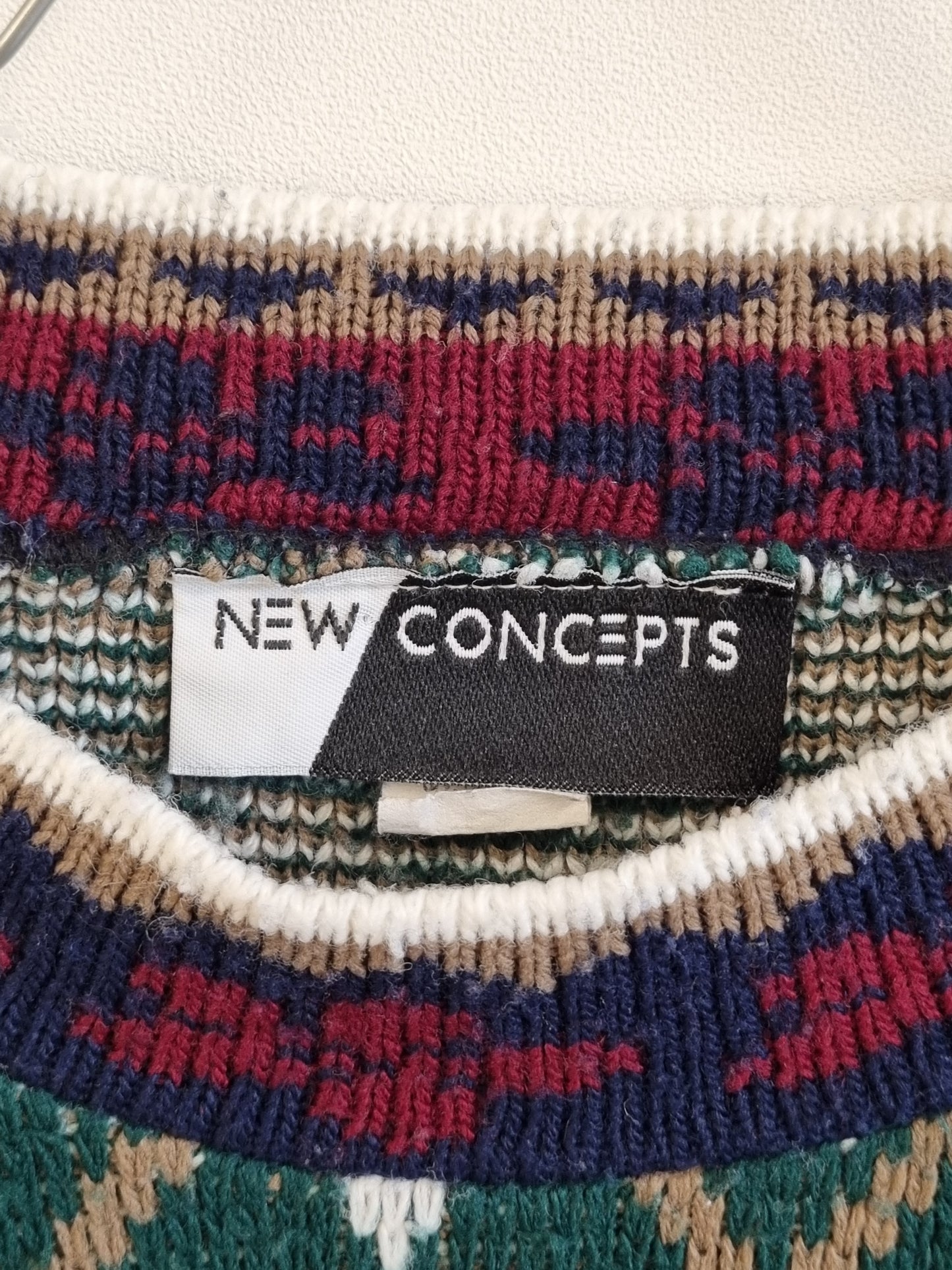 Ekte vintage mønsterstrikket genser / New Concepts - ca. L/XL