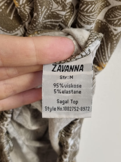 Brun blomstret topp / Zavanna - L