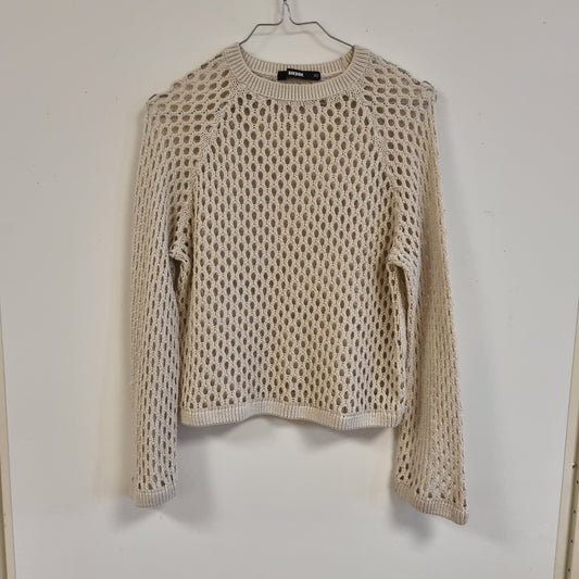 Beige åpenstrikket genser - XS