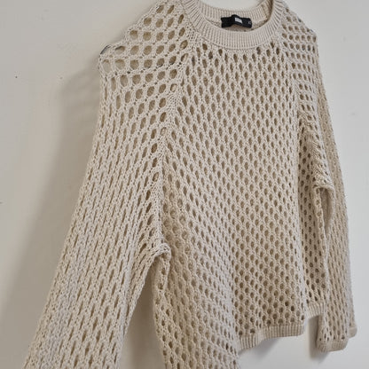 Beige åpenstrikket genser - XS
