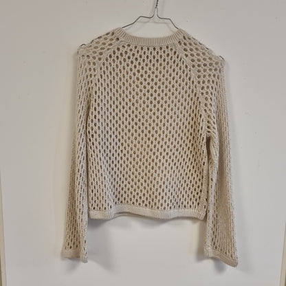 Beige åpenstrikket genser - XS