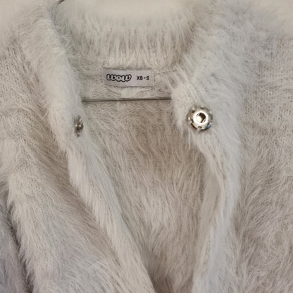 Lys grå fluffy bolero / WOW - XS/S
