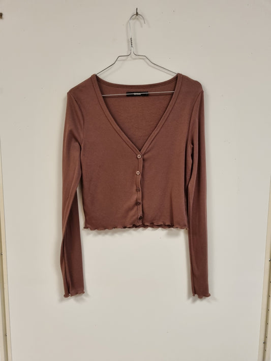 Brun kort cardigan - S