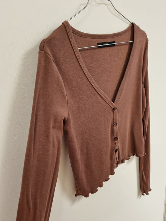 Brun kort cardigan - S