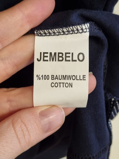Mørkeblå pikéskjorte med broderi - L