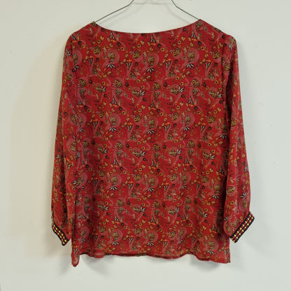 Rød mønstret bluse - 38