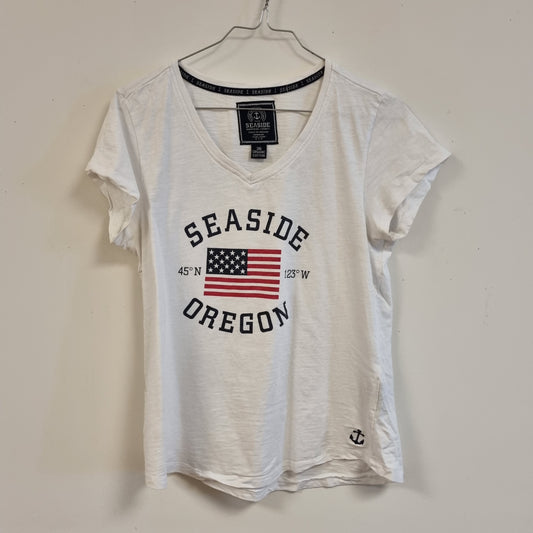 Hvit T-skjorte med Oregon-trykk - 36