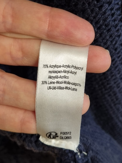 Blå lang cardigan med hette - 38