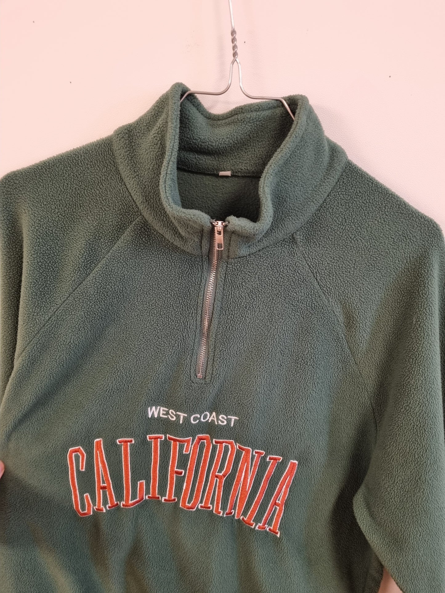 Grønn fleecegenser med California-trykk - S