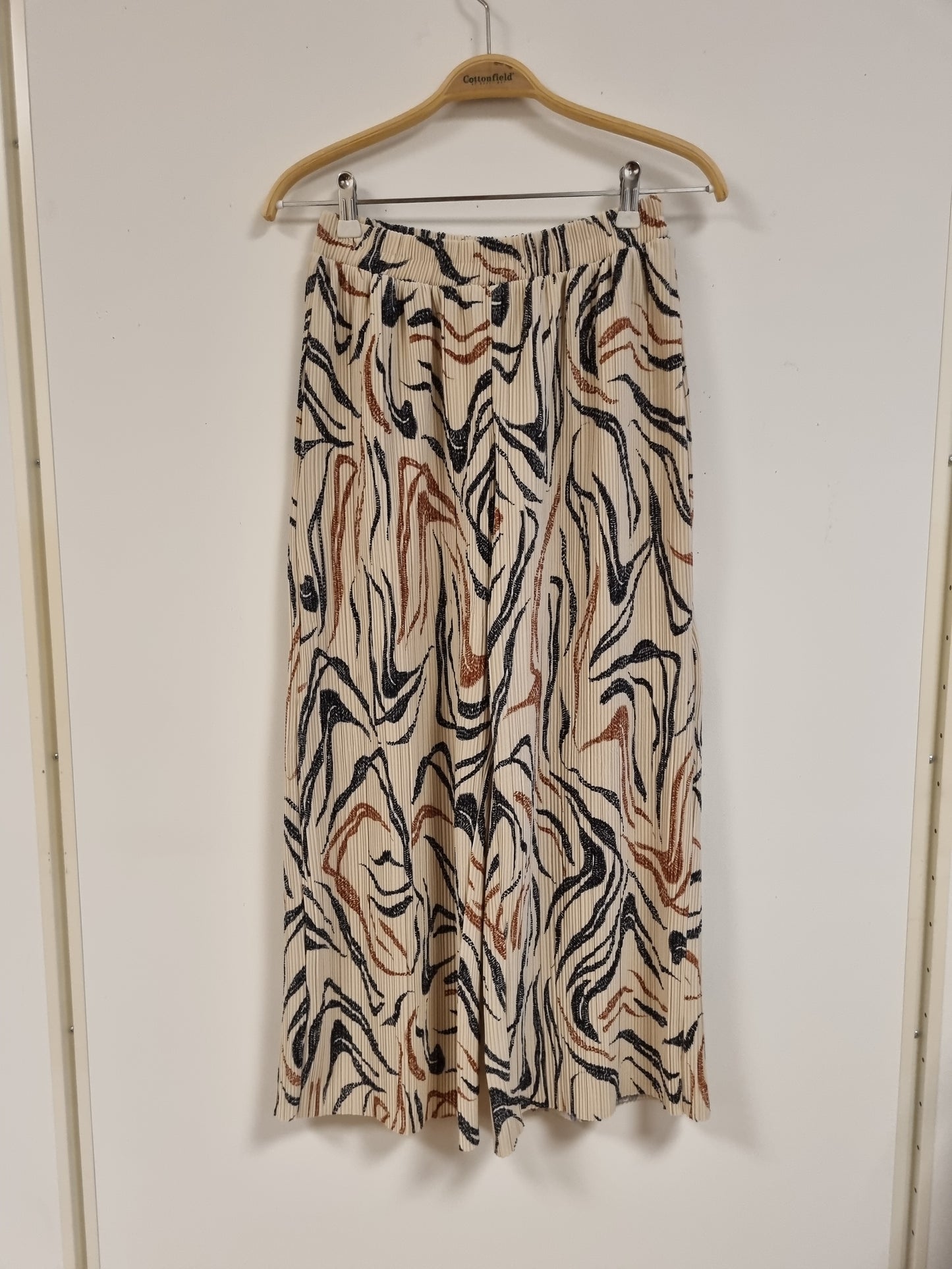 Beige mønstret plissébukse - XS