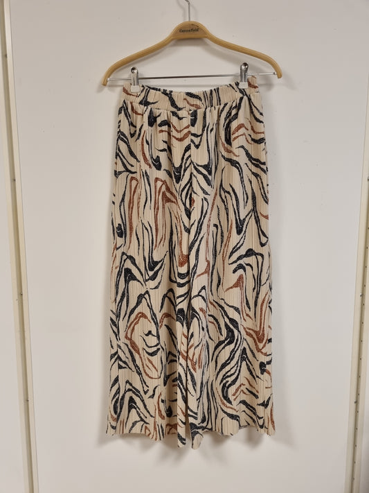 Beige mønstret plissébukse - XS