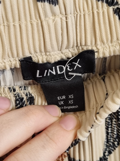 Beige mønstret plissébukse - XS