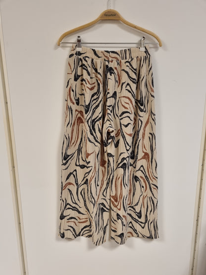 Beige mønstret plissébukse - XS