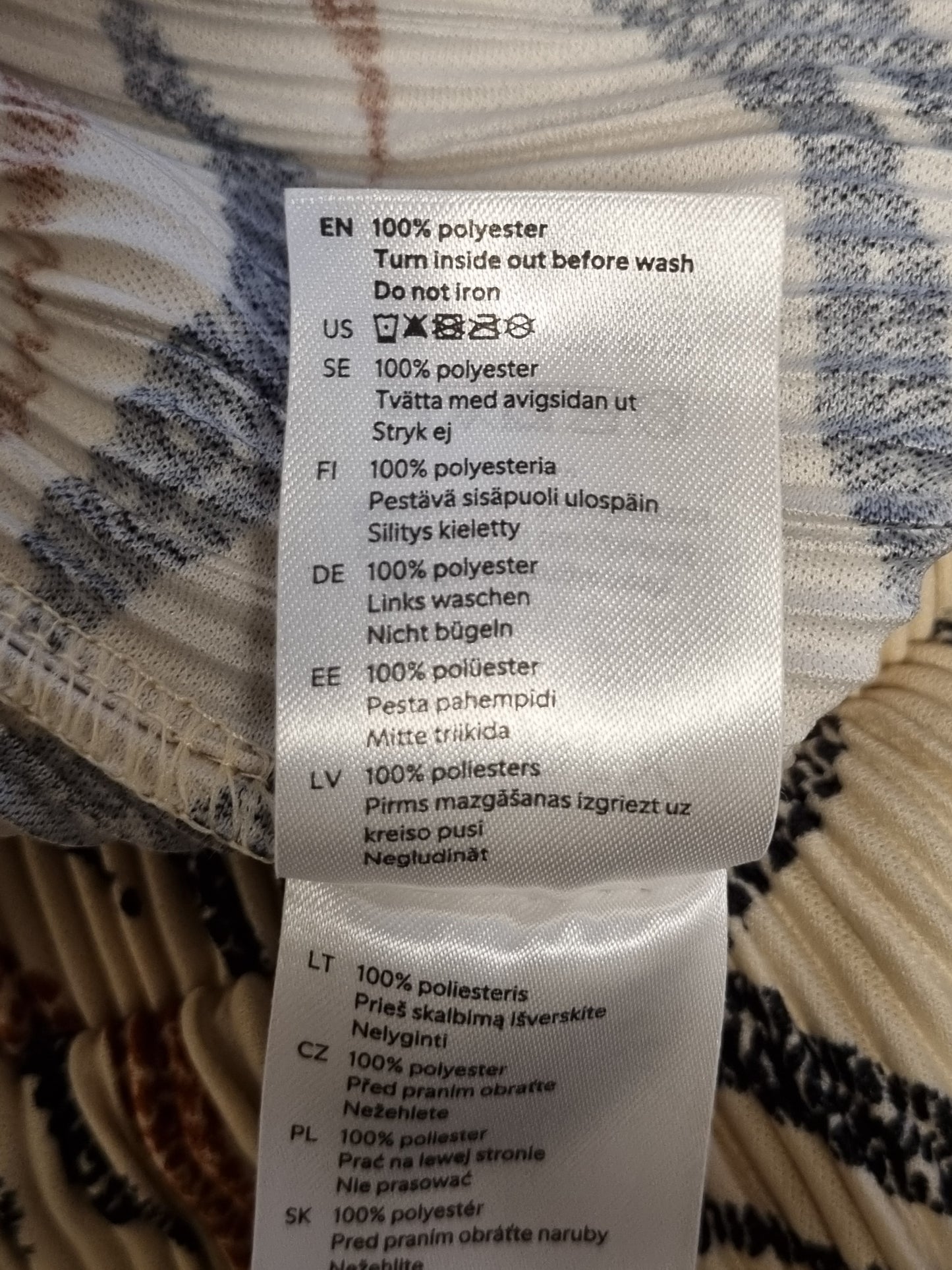 Beige mønstret plissébukse - XS
