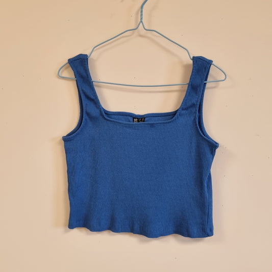 Blå ribbet singlet - XL
