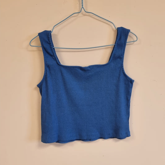 Blå ribbet singlet - XL