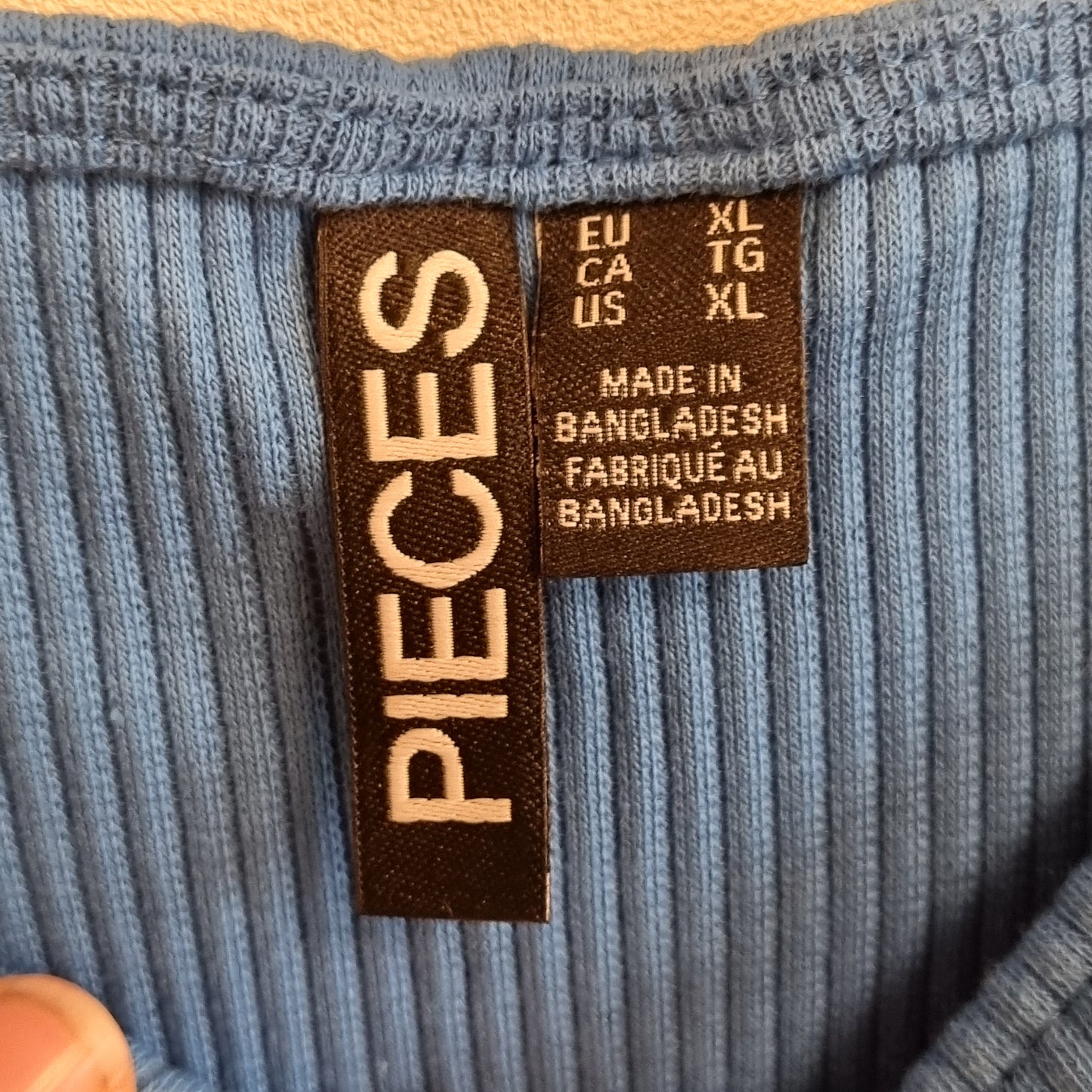 Blå ribbet singlet - XL